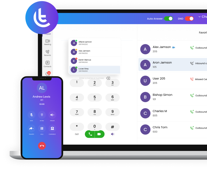 Desktop and Mobile UI of Tragofone SIP Softphone