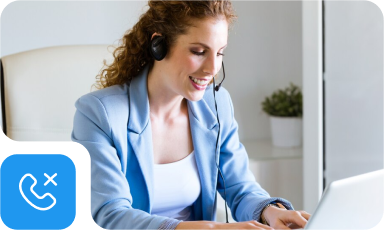 woman on a SIP call using the headsets