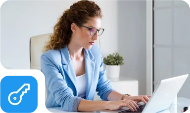 Woman using laptop and connecting to SIP server